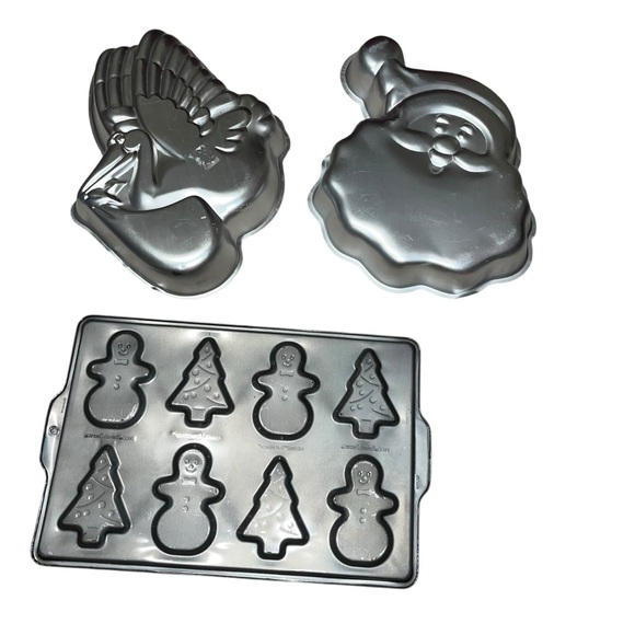 Vintage baking lot Ekco cookie sheet Wilton Christmas Santa stork cake pans - Picture 6 of 6